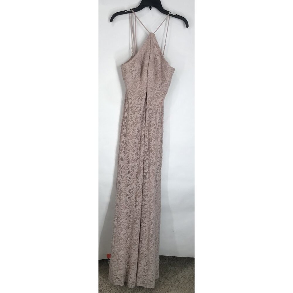 Bebe Dress Womens Size 4 Pink Lace Sleeveless Stretch Tie Back Keyhole